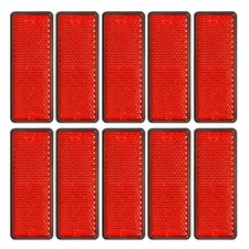 10 Pack Red Self Adhesive Rectangle Reflectors, E11 Approval Road Safety red