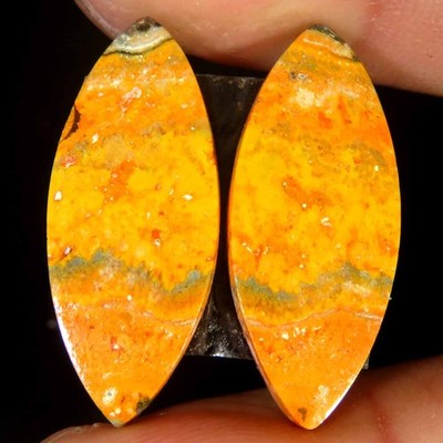 18.20Ct.100%Natural Great Collection Bumble Bee Jasper Eclipse Matched Pair Gems