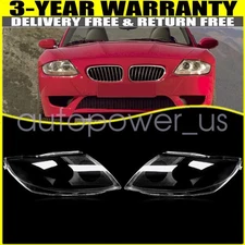 Left & Right Pair Headlight Cover Headlamp Lens Fits 2003-2008 BMW Z4 E85 Clear