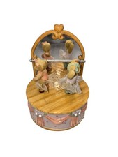 Cherished Teddies Avon Exclu Plays "Fur" Elise Fleur de Lis Ceramic Music Box
