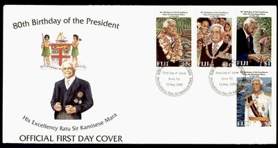 DR WHO 2000 FIJI FDC PRESIDENT MARA COMBO 80 $3 R55835 - Imagen 1 de 2