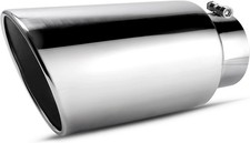 5 Inch Inlet Exhaust Tip, 5" Inlet 7" Outlet 15" Overall Length Chrome-Silver