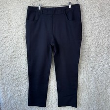 Quince Ultra Stretch Ponte Straight Leg Pants Size XL Navy Blue Work Minimalist