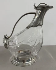 Vtg Pierre Deux Crystal & Pewter DUCK Wine Decanter, France
