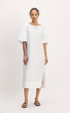 Women's EVERLANE The Supima Puff-Sleeve Midi Dress White Size XXS NWT MSRP $128