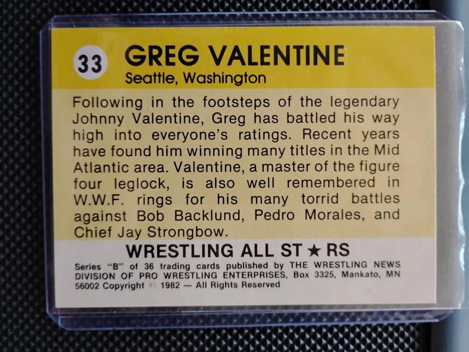 1982 Wrestling All Stars Greg The Hammer Valentine RC Foto 2 de 2