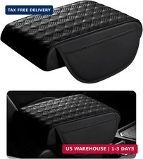 Car Armrest Cushion, 12.2"x8.3" Memory Foam Console Pad Black Soft Leather,