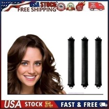 3 Pc Heatless Hair Curler Overnight Curls- No Heat Blowout Rods to Sleep In, BLK