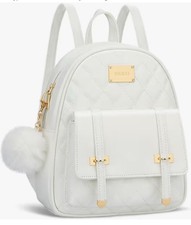 KKXIU White Quilted Mini Backpack Purse Gold Hardware Vegan Leather NEW