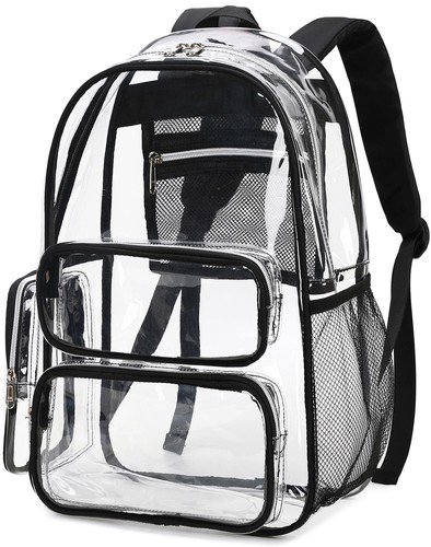 Clear Backpack Heavy Duty Transparent Bag See Through BookBag for Student Sch... - Picture 8 of 9