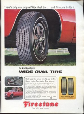 1967 Firestone Wide Oval Tire Vintage Automotive Advertisement [25-0517]