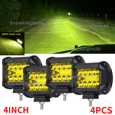4x 4inch Yellow Led Work Light Bar Flood Spot Pods Offroad Fog Driving Atv Truck