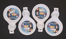 Vintage The Drink 'N' Plate Holder-White Plastic-Get a Handle on Your Meal-Qty 4