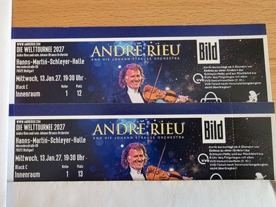 Andre Rieu 13.01.2027 Stuttgart,  2 Tickets Reihe 1 Platz 12 und 13