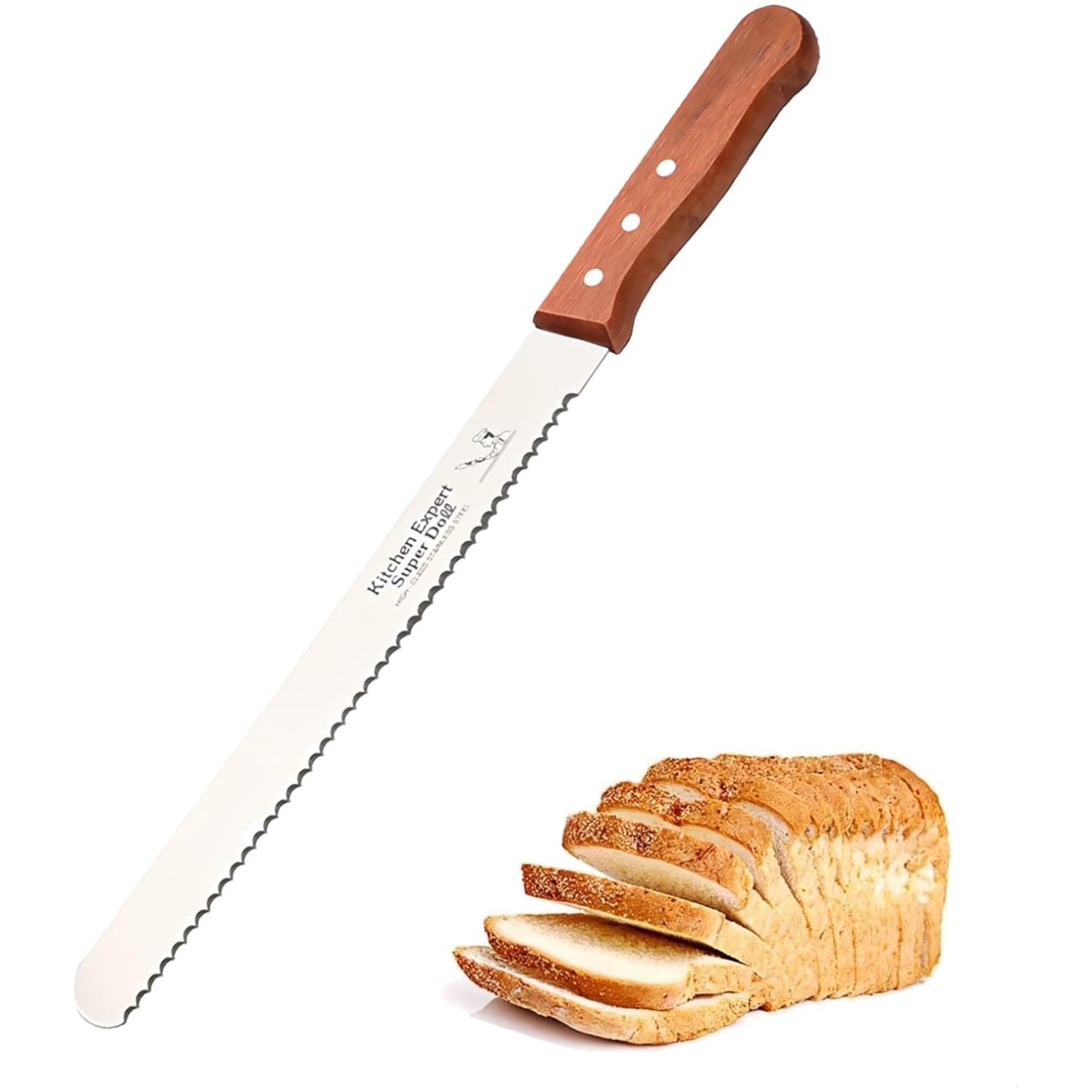 Brotmesser Wellenschliff 32cm Brotschneider Edelstahl Holzgriff Küche