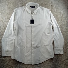 Mizzen Main Dress Shirt Mens XL White Circle Texture Leeward Trim Fit Stretch