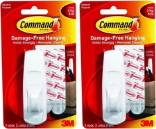3M Command Large Utility Hook, Pack of 2 Hook and 2 Adhesive Strips, White 4.48 per strip
