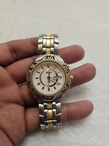 Vtg Seiko Kinetic Sports 100 5M43-0A39 Two Tone Watch Non Working Condition #A