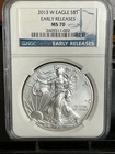2013 W BURNISHED AMERICAN SILVER EAGLE NGC MS70 EARLY RELEASES