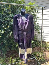 NWT DKNY Women's Long Sleeve Printed Purple & Off White Maxi Dress Size S