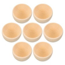 7 Pcs Children's Wooden Bowl Small Condiment Bowls DIY Unfinished Unpainted
