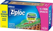 Ziploc Snack Bags with EasyGuide Texture, Small Plastic Storage Bags with Grip '