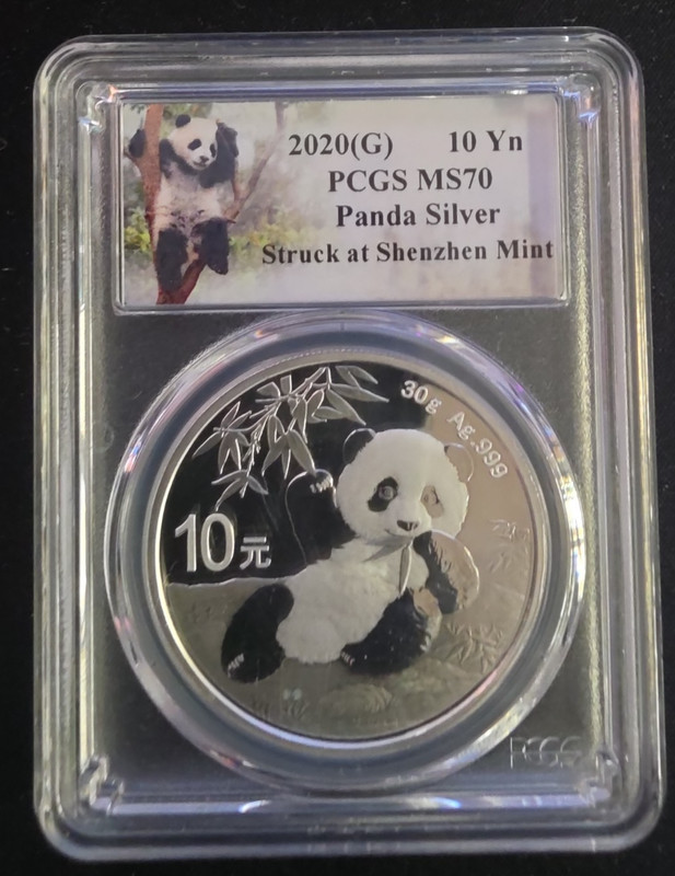 2020(G) China Panda Silver Coin PCGS MS70, Struck at Shenzhen Mint