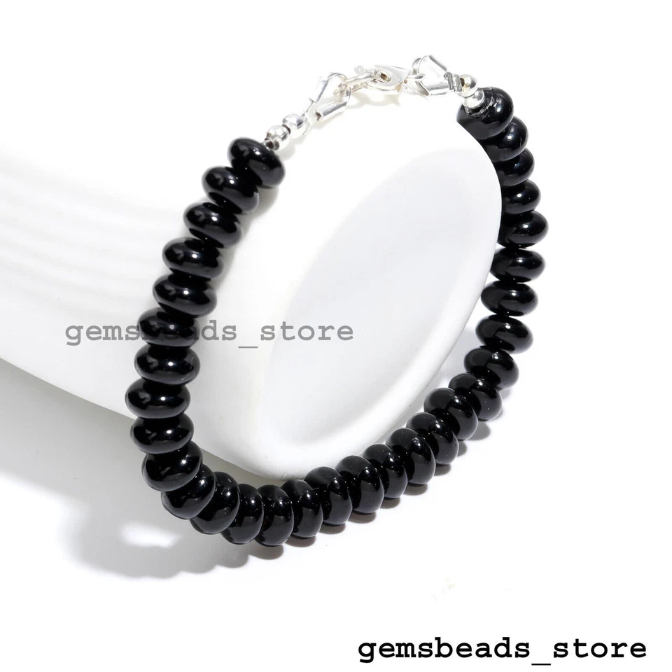 Bracciale con perline Rondelle in argento sterling 925 con quarzo spinello... - Immagine 2 di 4