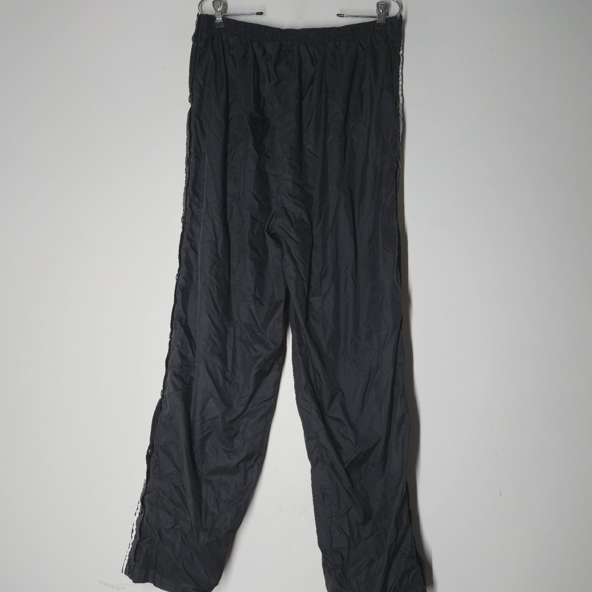 Vintage Adidas Track Pants Men's Size XL Black Tear Away Snap Leg