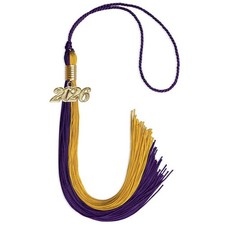 Endea Graduation Purple/Bright Gold Tassel With Gold Date Drop