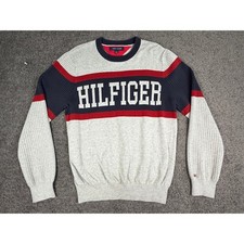 Vintage Tommy Hilfiger Heavy Knit Sweater Mens L Spell Out Preppy Classic