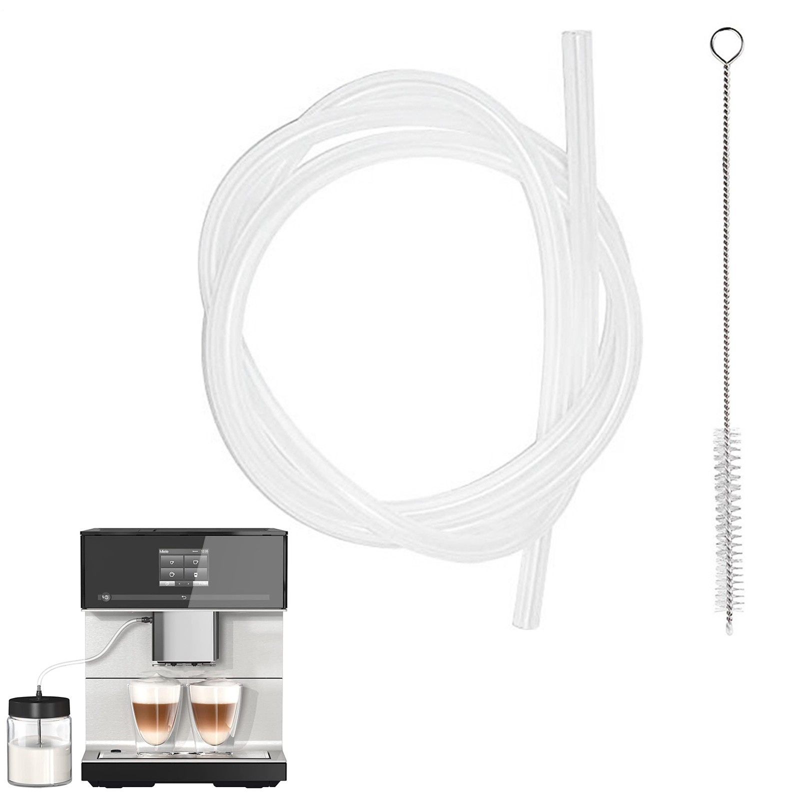 2 M Milk Tube Automatic Coffee Machine Silicone Replacement Pipe W/ Brushes Kit