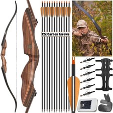 60" Takedown Recurve Bow 25-60lbs Wooden Archery Bow for Adults Outdoor Hunting