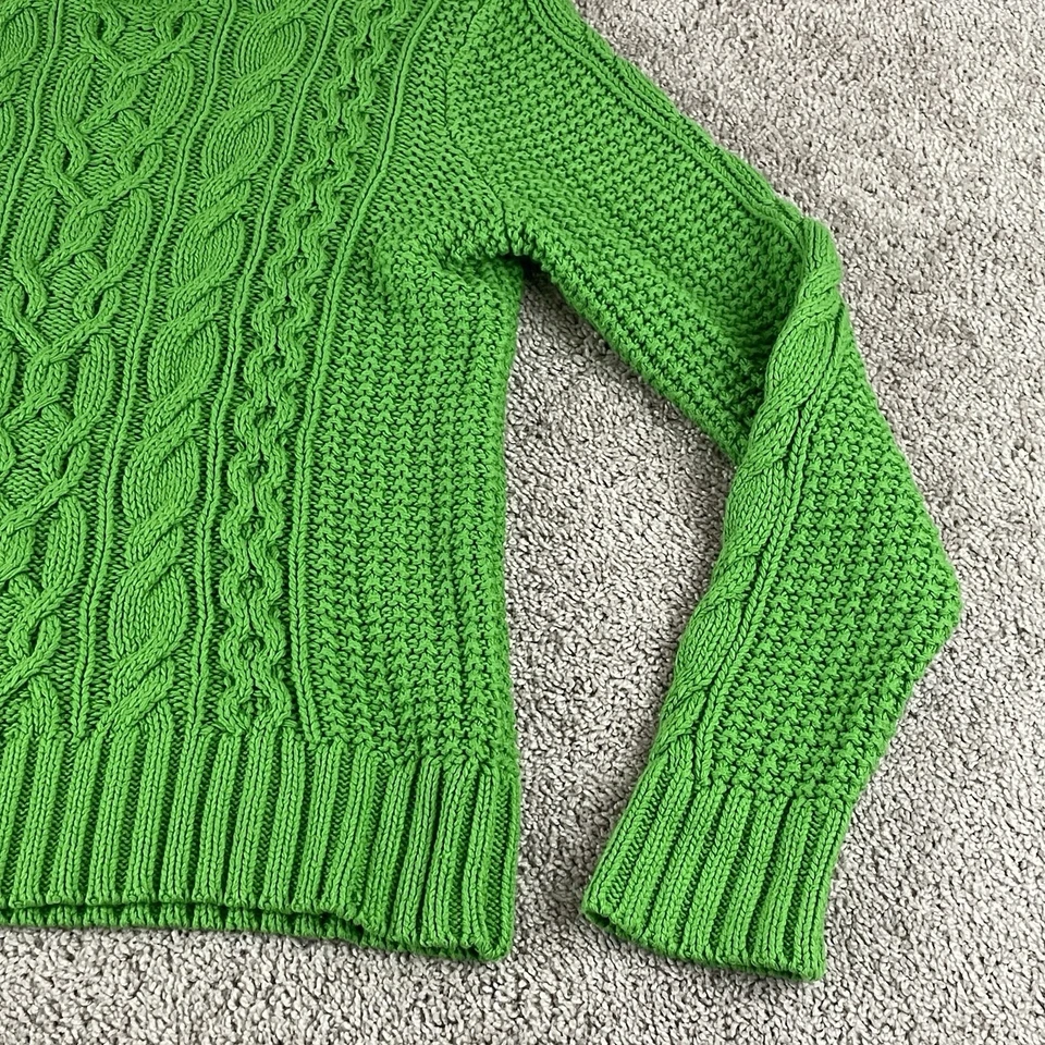 Suéter Ralph Lauren Para Mujer XL Grueso Cable Pescador Cuello Alto Grueso T241 Foto 4 de 4