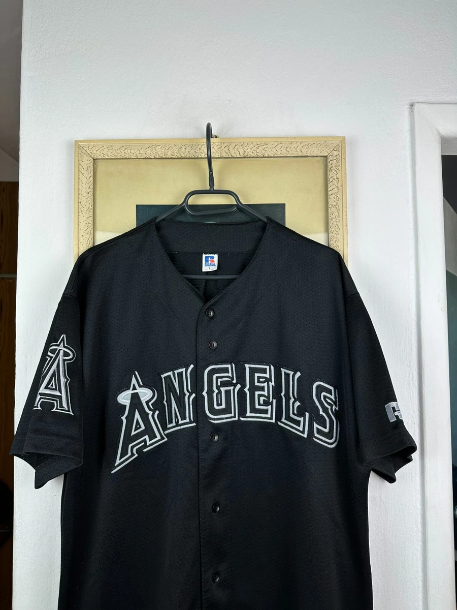 Vintage Anaheim Los Angeles Angels Black Jersey MLB Shirt Size L