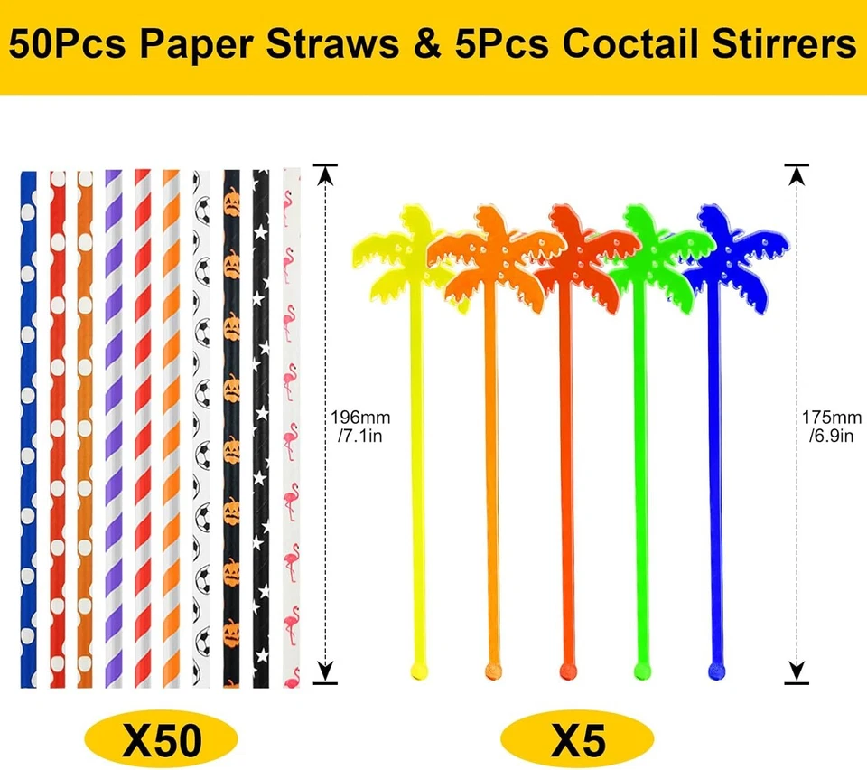 153 Cocktail Deko,Cocktail Zubehör,Schirmchen,Feuerwerk&Rührer Sticks,Strohhalme - Bild 3 von 4