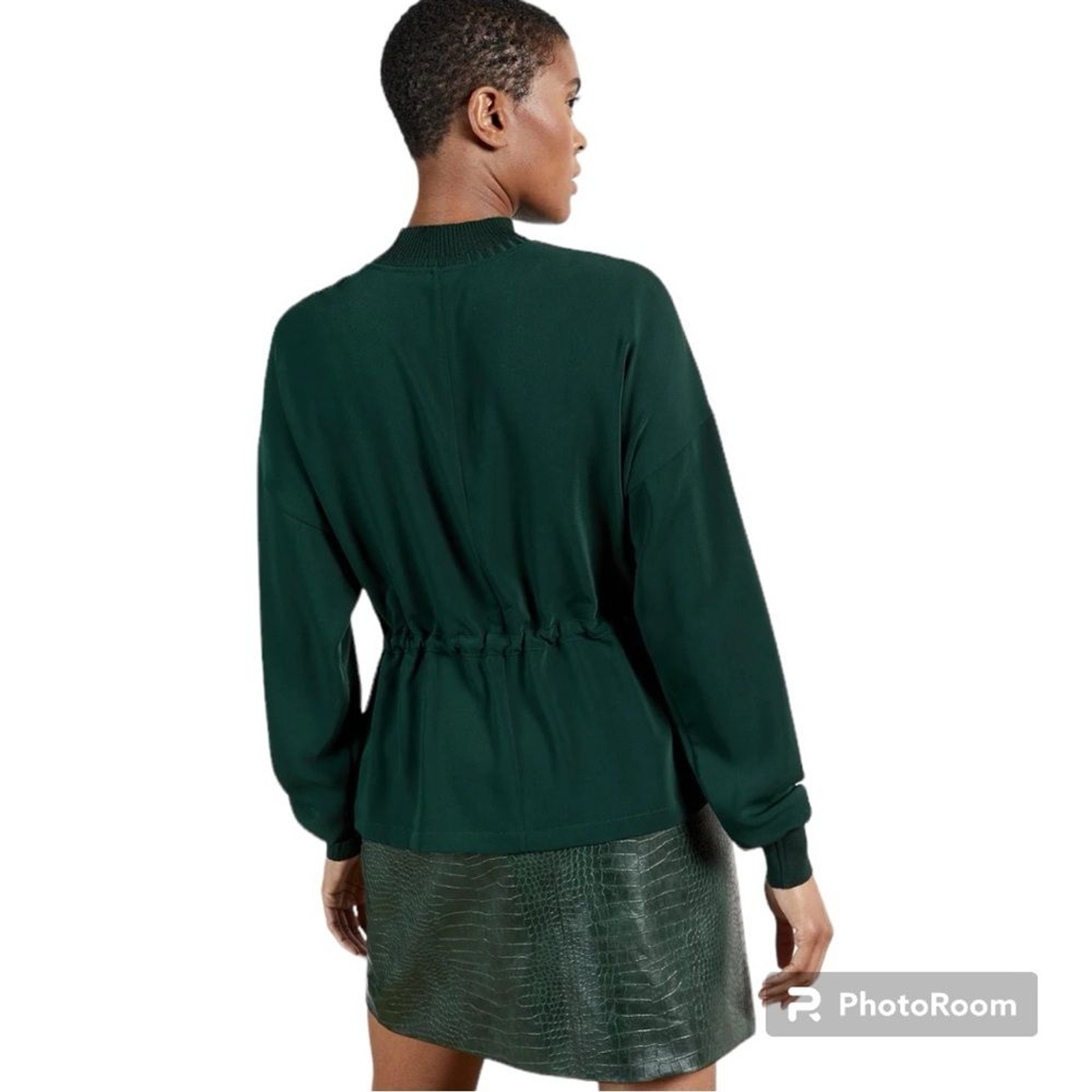 Ted Baker London Hunter Green Biianka Drawstring Waist Long Sleeve Top Size 1 image 2