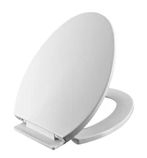 LibraS Heavy Duty Soft Close Elongated Toilet Seat Cover, Easy Install & Clean