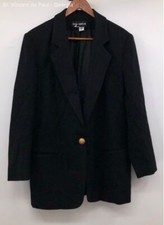 Sag Harbor Black 100 Pure Wool Gold Button Fleece Blazer - Size 14