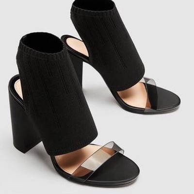 zara clear block heels