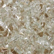 High Luster, 1/4" Reflective Tempered Fire Glass in Platinum Moonlight -10 lbs.