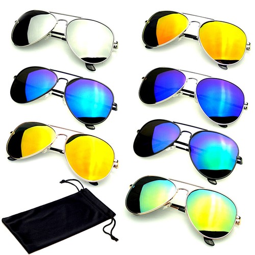 Occhiali da sole Aviator a specchio uomo donna UV400 Nuovo Obiettivo colore  Della Cornice Retrò Vintage | eBay