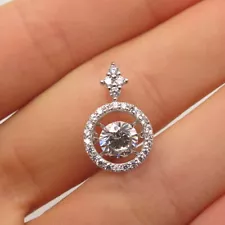 925 Sterling Silver C Z Round Slide Pendant