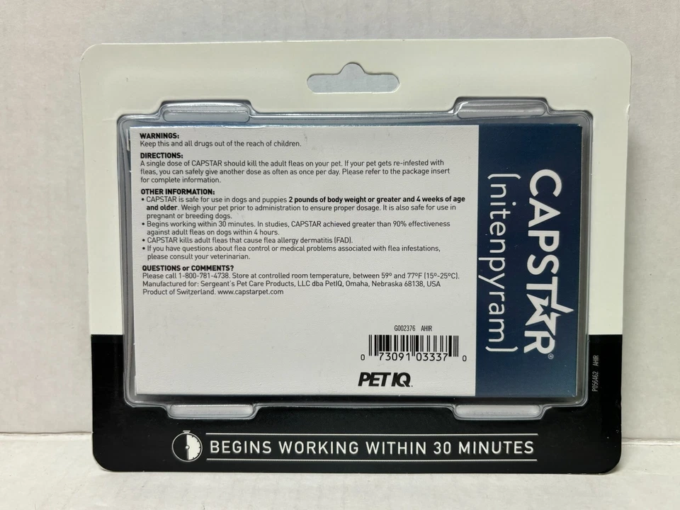 CAPSTAR Oral Treatment for Small Dogs (2-25 lbs) 6 Doses Exp Date 01/2026+ - Image 2 of 4