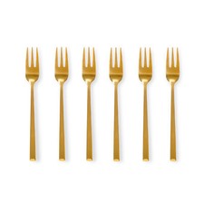 Kuchengabeln Set Dessertgabel Besteck Kuchen Edelstahl rostfrei 6 er Set gold 