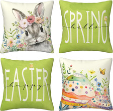 Easter Throw Pillow Covers Set of 4, 18X18 Inches Pillow Covers Home D cor fo...
