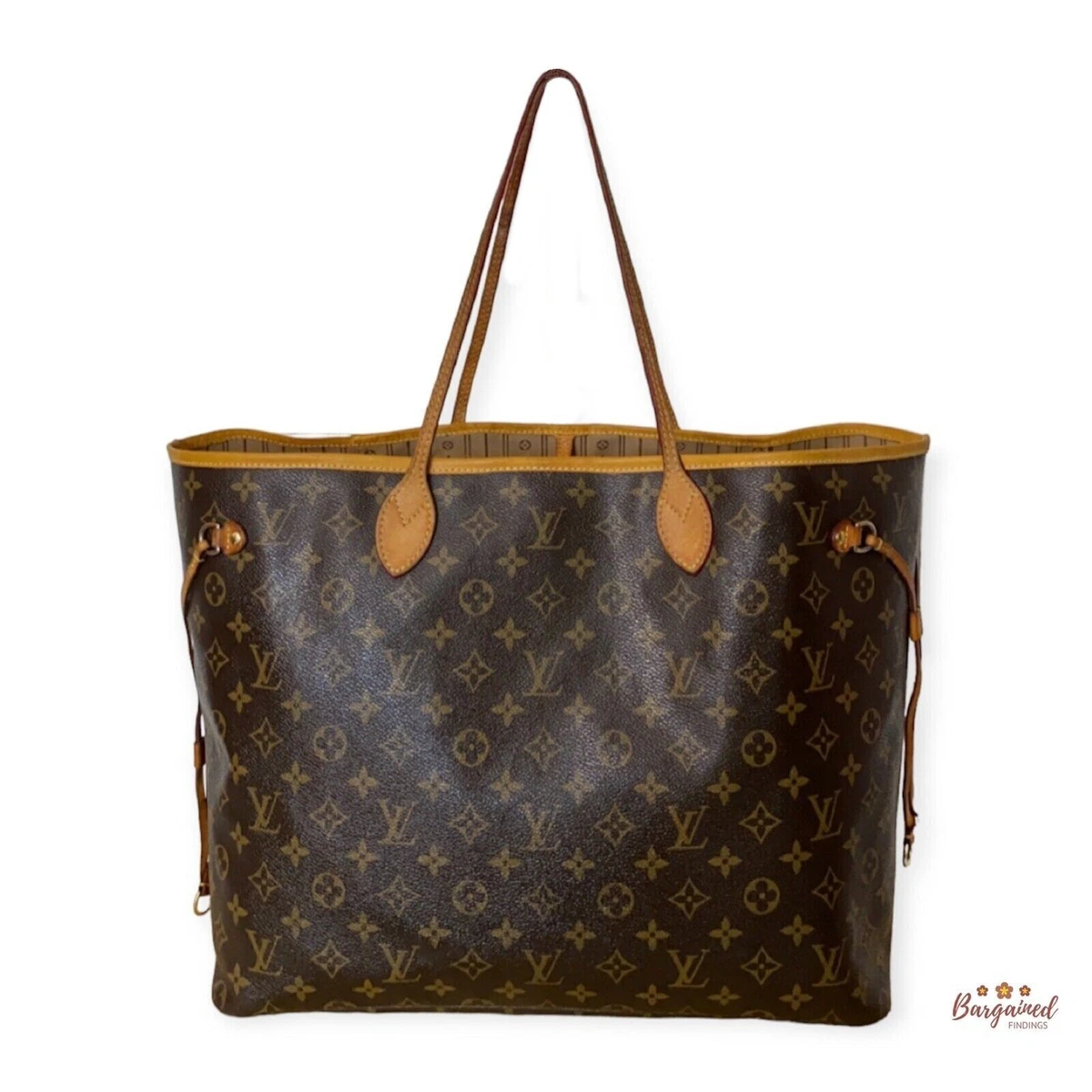 Louis Vuitton, Bags, Authentic Louis Vuitton Brown Monogram Canvas Leather  Neverfull Gm Tote Bag