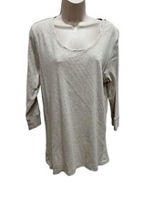 Sonoma Life  Style Everyday Tee Long Sleeve Top Tan Heather Size XL Crew Neck