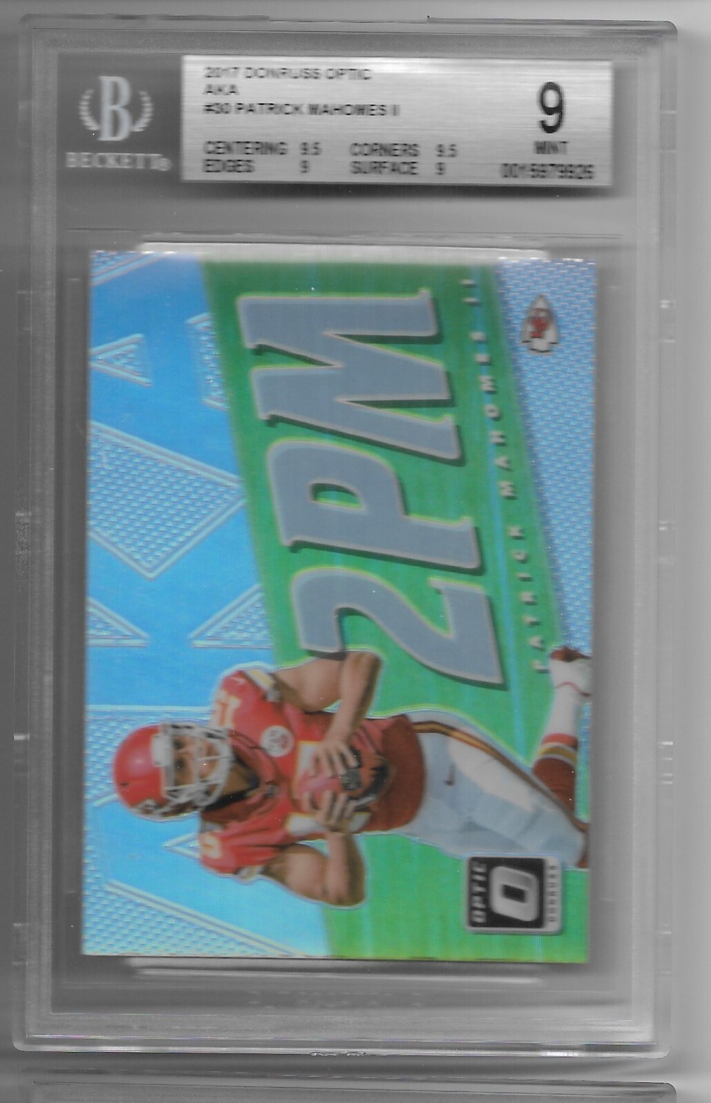 2017 OPTIC PATRICK MAHOMES II AKA 2PM HOLO KANSAS CITY CHIEFS GRADED BGS 9 MINT!