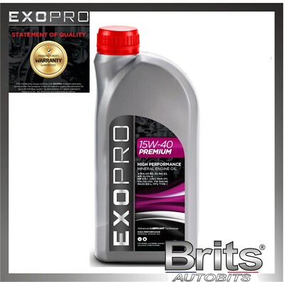 Premium High Performance Mineral Engine Oil 15W-40 - 1L 1 Litres U202S5L EXOPRO
